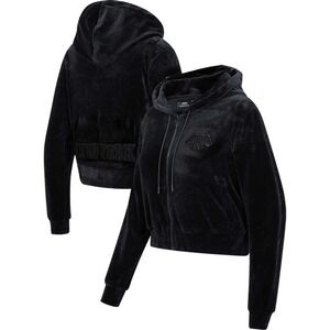 Knicks Pro Standard Women's New York Triple Black Velour Full-Zip Hoodie Size XL